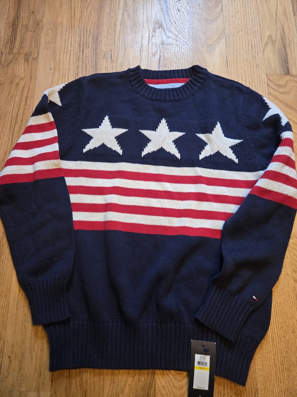 Boy's Navy Star & Stripe Knit Sweater - Red & White Accents
